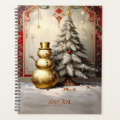 Gold Snowman Christmas Tree Holiday Planner (Voorkant)