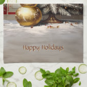 Gold Snowman Christmas Tree Holiday Theedoek (Gevouwen)