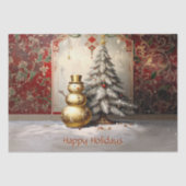 Gold Snowman Christmas Tree Holiday Tissuepapier (Voorkant)