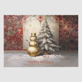 Gold Snowman Christmas Tree Holiday Tissuepapier