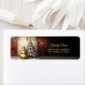 Gold Snowman Christmas Tree Return Address Label (Insitu)