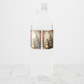 Gold Snowman Christmas Tree Water Bottle Label Waterfles Etiket (Achterkant)