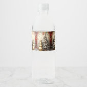 Gold Snowman Christmas Tree Water Bottle Label Waterfles Etiket (Voorkant)