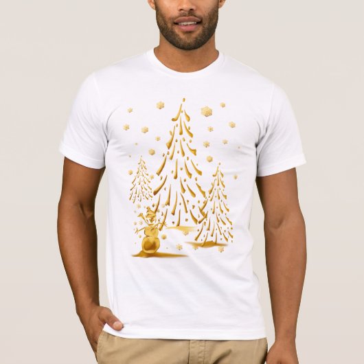 Gold Snowman en Shirt met kerstbomen (Voorkant)