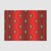 Gold Snowman in Wreaths Red Tissuepapier (Voorkant)