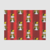 Gold Snowman op Red Tissuepapier (Voorkant)