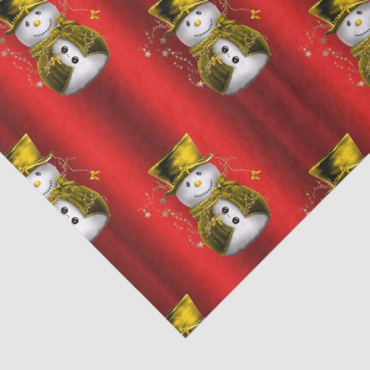 Gold Snowman op Red Tissuepapier (Detail)