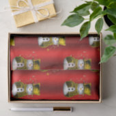 Gold Snowman op Red Tissuepapier (Geschenk)