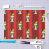 Gold Snowman op Red Tissuepapier (Craft)