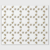 Gold Snowman, Sneeuwvlok, Boom en Poinsetta Cadeaupapier (Vlak)