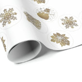 Gold Snowman, Sneeuwvlok, Boom en Poinsetta Cadeaupapier (Rol Hoek)