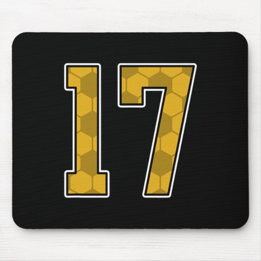 Gold Soccer Pattern Number 17 Jersey Player Unifor Muismat (Voorkant)