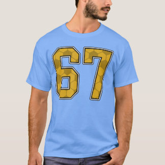 Gold Soccer Pattern Number 67 Jersey Player Unifor T-shirt