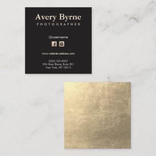 Gold Social Media Icons Black Square Visitekaartje