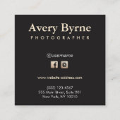 Gold Social Media Icons Black Square Visitekaartje (Voorkant)