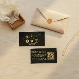 Gold Social media icons QR-code bedankt voor korti Informatiekaartje
