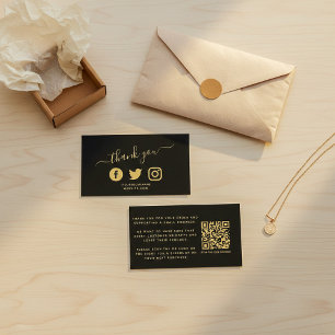 Gold Social media icons QR-code bedankt voor korti Informatiekaartje