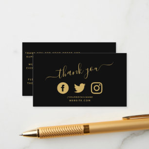 Gold Social media icons QR-code bedankt voor korti Informatiekaartje