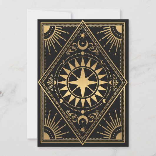 Gold Solar Gothic Elegant Tarot Card Weddenschap Kaart (Achterkant)
