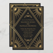 Gold Solar Gothic Elegant Tarot Card Weddenschap Kaart (Voorkant / Achterkant)