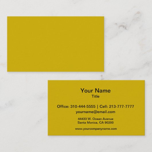 Gold Solid Color Visitekaartje (Voorkant / Achterkant)