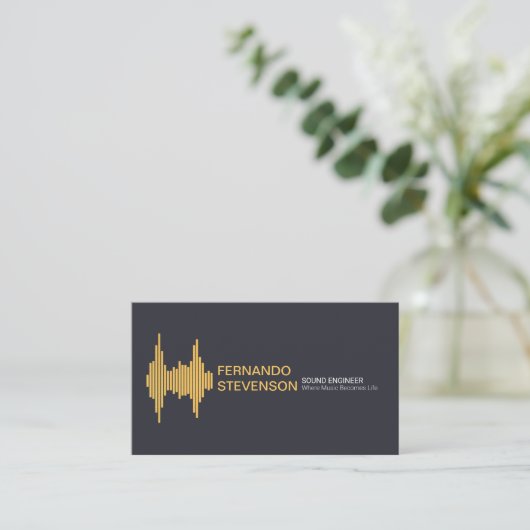 Gold Sound Wave Stylish Name Setting Visitekaartje (Staand voorkant)