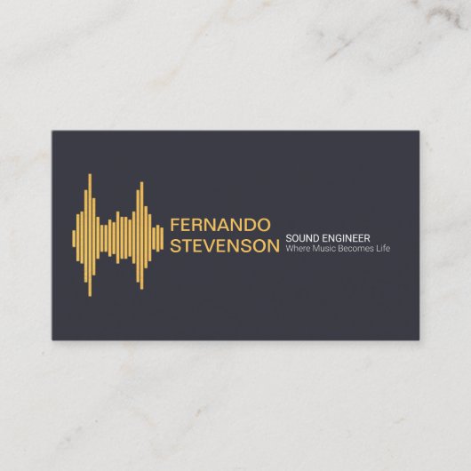 Gold Sound Wave Stylish Name Setting Visitekaartje (Voorkant)