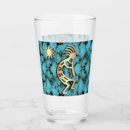 Gold Southwest Kokopelli Glass Glas (Achterkant)
