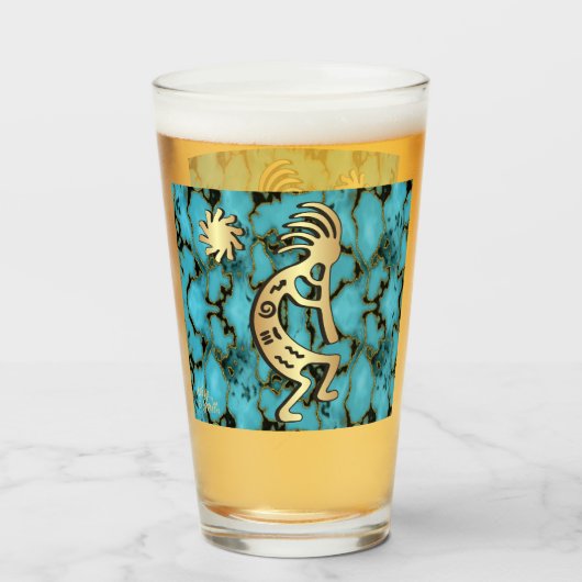 Gold Southwest Kokopelli Glass Glas (Voorkant gevuld)