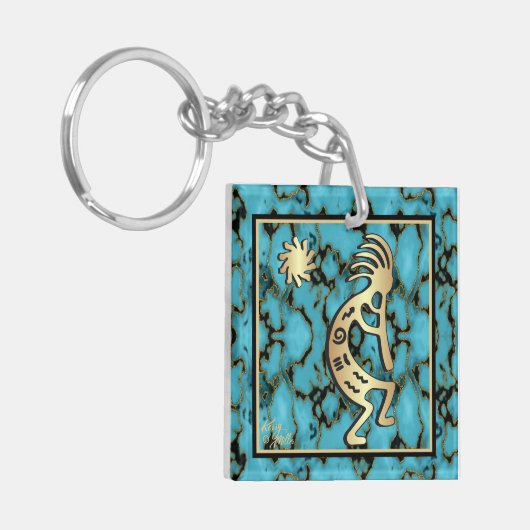 Gold Southwest Kokopelli-Sleutelhanger Sleutelhanger (Voorkant Links)