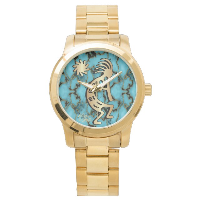 Gold Southwest Kokopelli Watch Horloge (Voorkant)