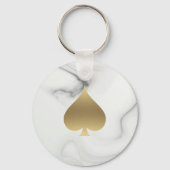 Gold Spade Symbol Marble Pattern Sleutelhanger (Voorkant)
