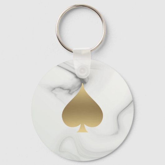 Gold Spade Symbol Marble Pattern Sleutelhanger (Voorkant)