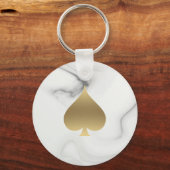 Gold Spade Symbol Marble Pattern Sleutelhanger (Voorkant)