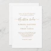 Gold Spain Nuestra Boda Invitation Kaart (Voorkant / Achterkant)