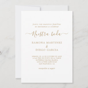 Gold Spain Nuestra Boda Invitation Kaart