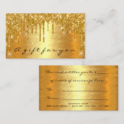 Gold Spark Gift Certificate Makeup Beauty Drivers Afsprakenkaartje (Voorkant / Achterkant)