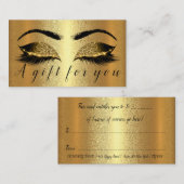 Gold Spark Gift Certificate Makeup kunstenaar Lash Afsprakenkaartje (Voorkant / Achterkant)