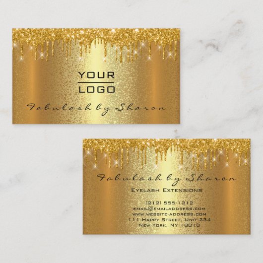 Gold Spark Makeup Artist Event Plan Drijft Lux Log Visitekaartje (Voorkant / Achterkant)