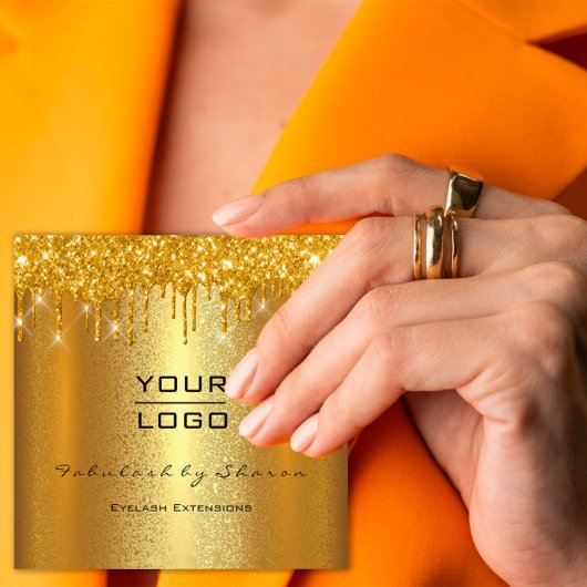 Gold Spark Makeup Artist Event Planner Beauty Logo Vierkante Visitekaartje