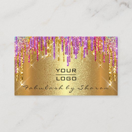 Gold Spark Makeup Artist Lash drijft Lux Logo Visitekaartje (Voorkant)