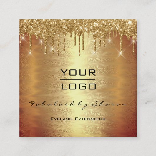 Gold Spark Makeup Artist Lash drijft uw Logo Vierkante Visitekaartje (Voorkant)