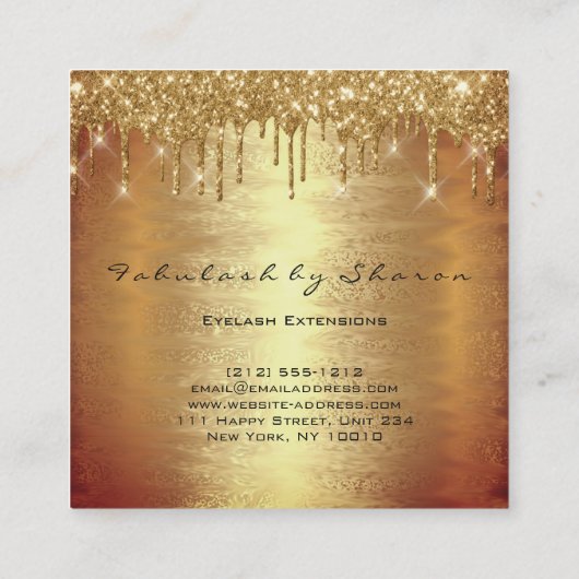 Gold Spark Makeup Artist Lash drijft uw Logo Vierkante Visitekaartje (Achterkant)