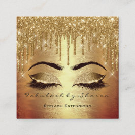 Gold Spark Makeup Artist Lashes Logo Beauty Salon Vierkante Visitekaartje