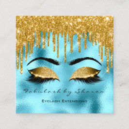 Gold Spark Makeup Artist Lashes Logo Blue Vierkante Visitekaartje