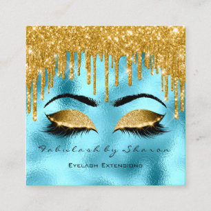 Gold Spark Makeup Artist Lashes Logo Blue Vierkante Visitekaartje