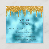 Gold Spark Makeup Artist Lashes Logo Blue Vierkante Visitekaartje (Achterkant)