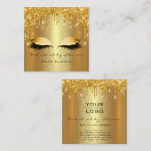 Gold Spark Makeup Artist Lashes Logo Lux Vierkante Visitekaartje (Voorkant / Achterkant)