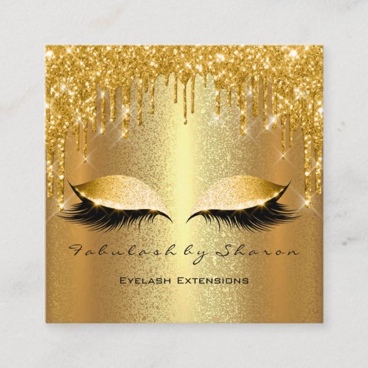 Gold Spark Makeup Artist Lashes Logo Lux Vierkante Visitekaartje (Voorkant)