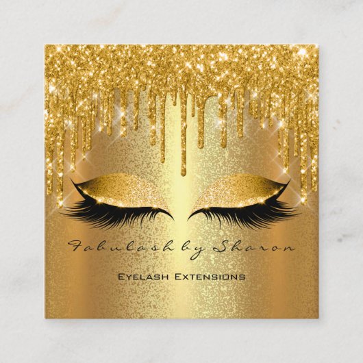 Gold Spark Makeup Artist Lashes Logo Luxury Vierkante Visitekaartje (Voorkant)